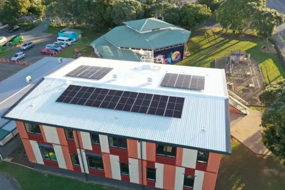 Solar panels on the roof at Tepapa School
